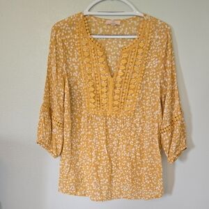 Como Vintage Yellow Floral Top Size Medium